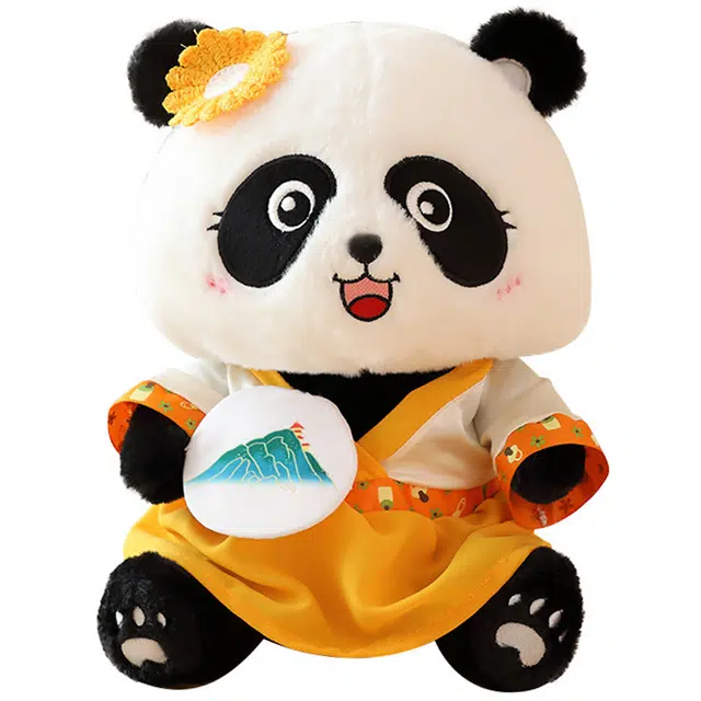 巴巴泥 汉服熊猫 国风花花 玩偶 毛绒公仔