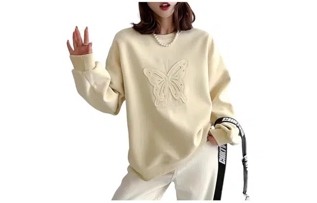 【dme】 纯色圆领套头休闲卫衣 女款 黄色