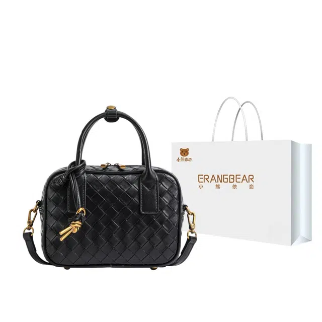 小熊依恋/高级感单肩包 法式小众 时尚手拎包包 女包 简约 百搭编织小方包