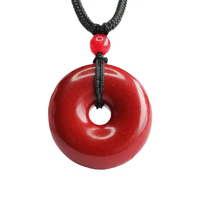 岁月静好 新中式国潮复古民族风平安扣 再造辰砂朱砂 玉石吊坠 男女同款情侣款