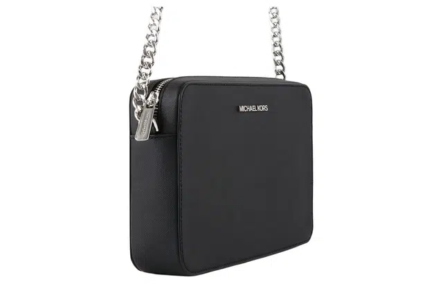 Michael Kors Jet Set Chain Logo Leather Shoulder Bag Large Black