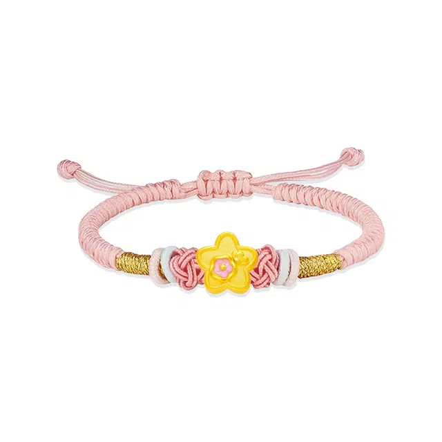 重庆金店 桃花星星手绳 夏日多巴胺甜美简约时尚 萌趣可爱元气百搭情侣 足金 按克计价 手链 女款