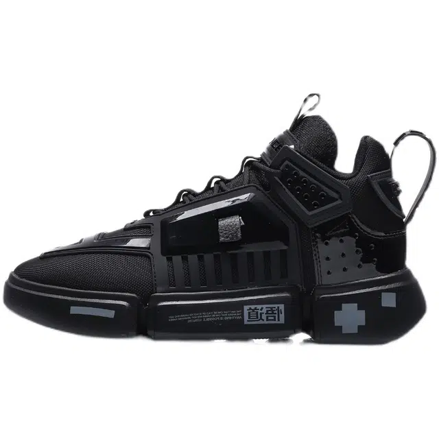 中国李宁 悟道 舒适运动 中帮 生活休闲鞋 男款 黑色