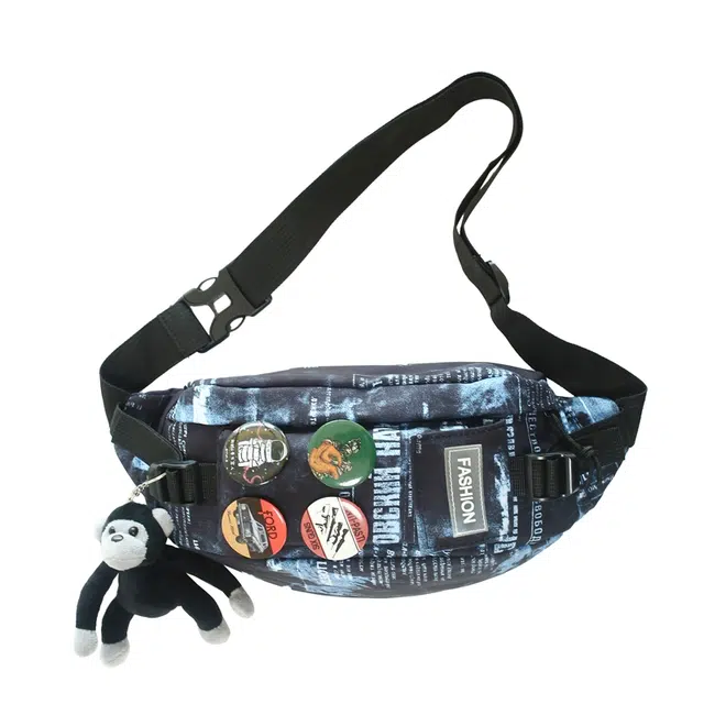 帕克熊 潮流大学生百搭款 尼龙 斜挎包手机零钱包胸包 常规 男女同款情侣款 多色