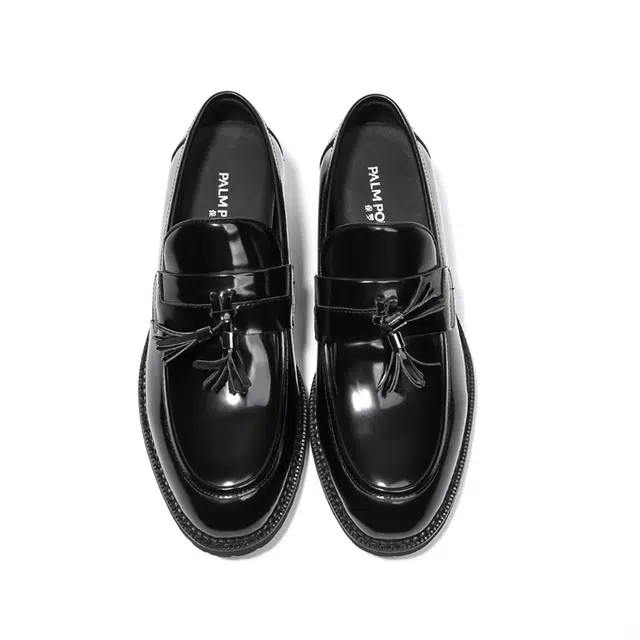 圣大骑士 头层牛皮 商务开边珠一脚蹬 乐福鞋 男款 黑色