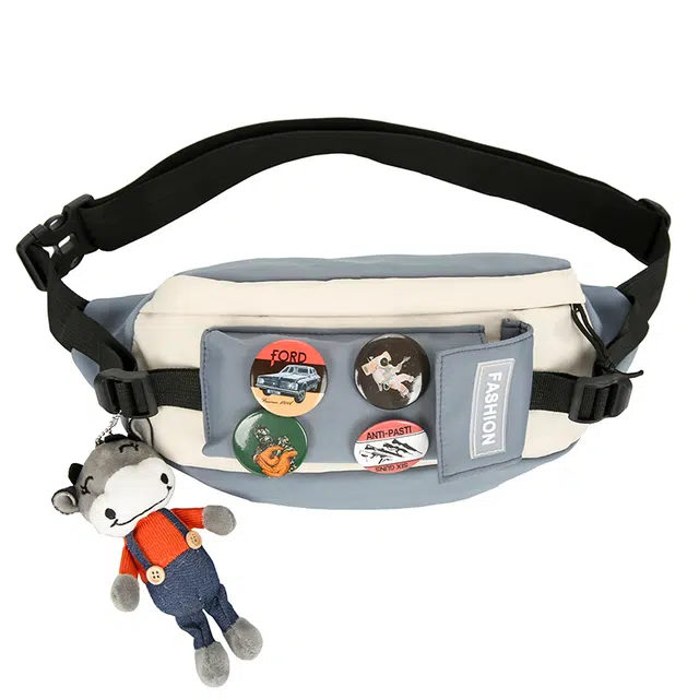 帕克熊 时尚简约大气出行大学生通勤多色 尼龙 背包斜挎包腋下包手机包零钱包胸包 常规 男女同款情侣款 白色/黑色/蓝色