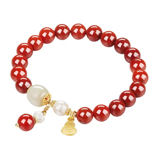 迷颂玛  新中式民族风招财轻奢手链  本命年转运串珠高级感首饰 玛瑙 女朋友小众设计百搭手饰精美礼盒礼品 女款 时尚少女感手串