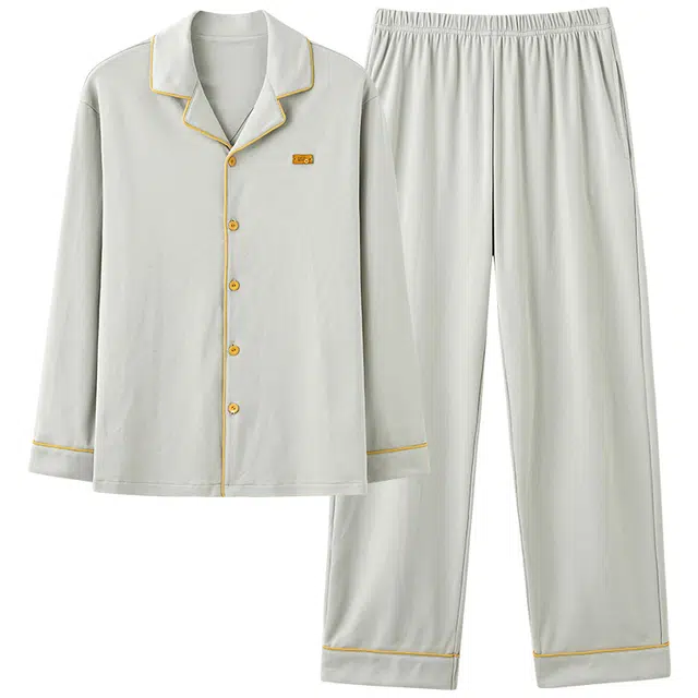 帕兰朵 简约可外穿上衣纯色长裤睡衣套装 女款 浅灰色