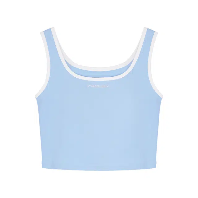 麓蔓蒂 辣妹外穿简约修身凹型领无袖撞色短款背心 女款