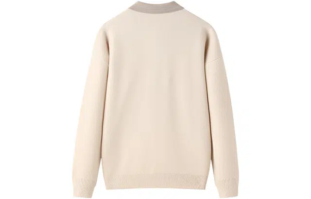 恒源祥 拼色翻领落肩套头长袖针织衫 男款