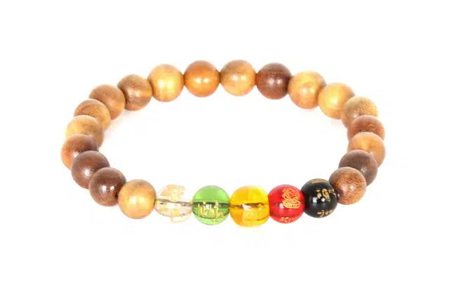 檀欣 新中式国风 国潮木质文玩本命年五路财神珠串 纳福平安念珠佛珠 绿檀 木作手串 男女同款情侣款 绿檀 礼盒装