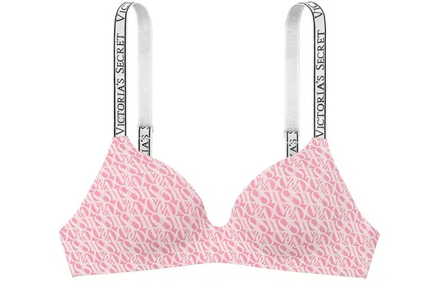 Victoria's Secret Logo Strap V-Neck Bra Pink