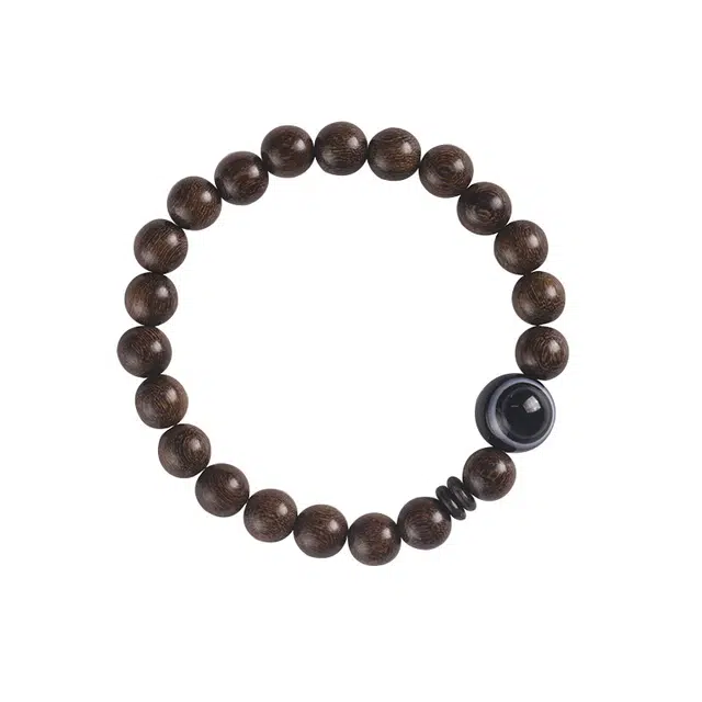 琉堇 国潮复古双圈转运念珠 新中式转运佛珠单圈 国风守护串珠 金丝檀 手串 男女同款情侣款 檀木