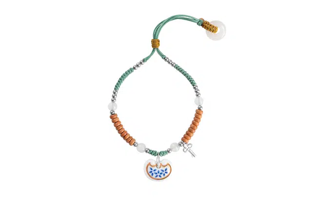 凡华造物 中国风青花蔓草如意锁小众设计新中式感原创串珠 可定制 陶瓷 手链 女款