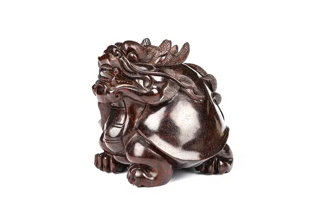 三檀小舍 国潮中式 高密带金星  精雕龙龟雕件 紫檀 木作摆件 男女同款情侣款 紫檀属