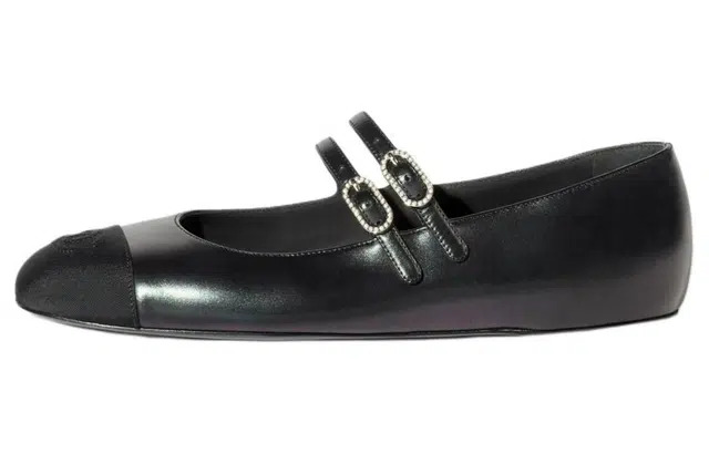 CHANEL 24S Mary Jane Flats Black