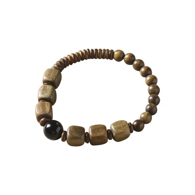 岁月静好 新中式国潮复古民族风方珠工艺编织创意古风复古 檀木 手串 男女同款情侣款 绿檀