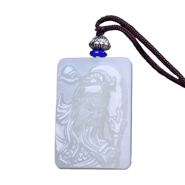 舒杰 福寿平安吉祥关公 招财转运 和田玉 项链 男女同款情侣款 白玉