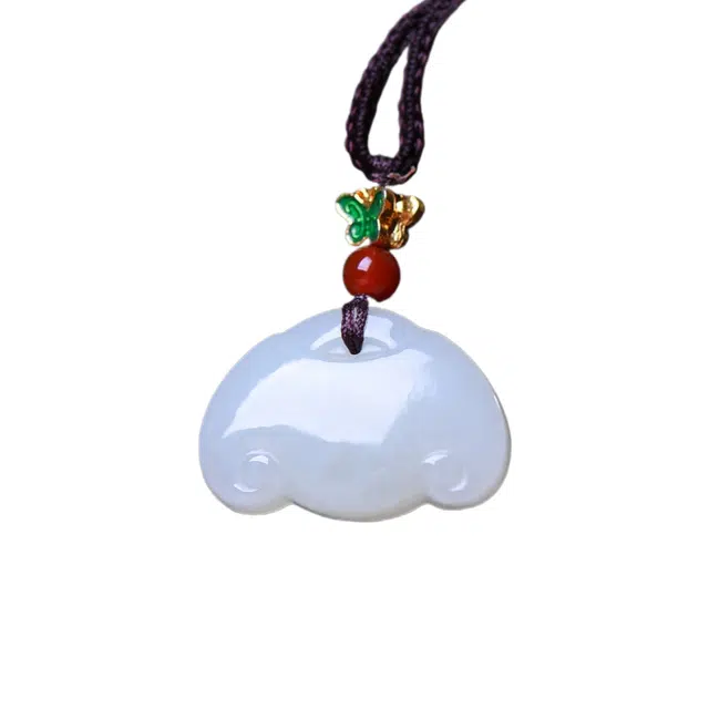 舒杰 平安吉祥如意锁 精致 和田玉 项链 男女同款情侣款 白玉