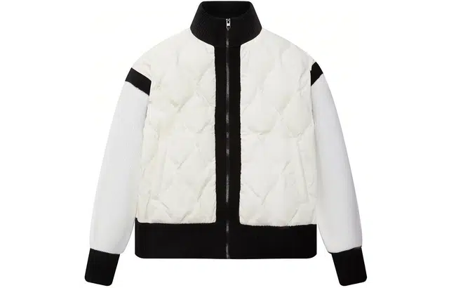 波司登 针织拼接保暖鹅绒轻薄短款羽绒服 女款 糙米白