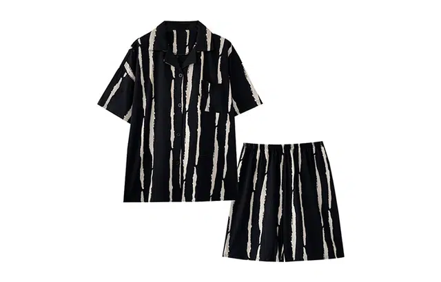 橡柠派 韩版极简条纹睡衣套装 女款 高级黑