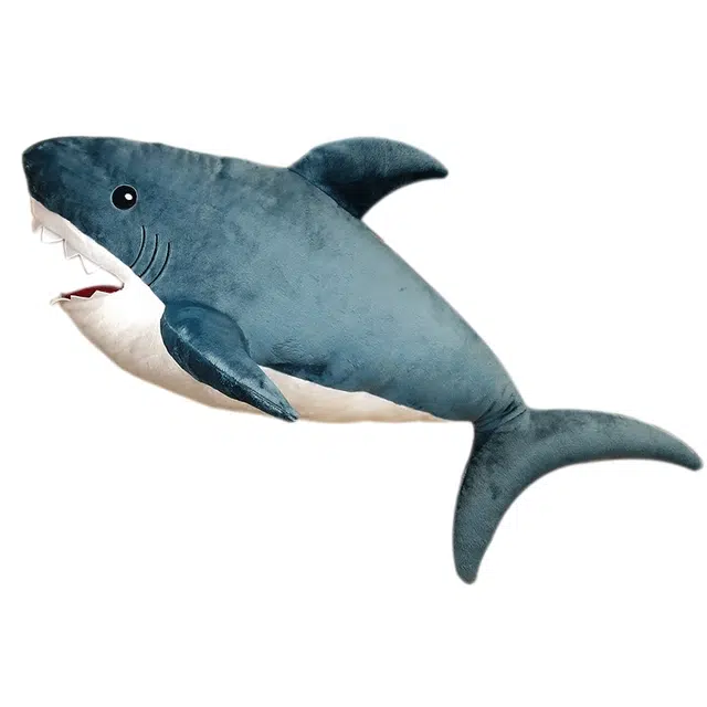 雄俊 啊呜鲨鱼抱枕娃娃 仿真大鲨鱼长条趴枕 可爱海洋动物夹腿靠枕 玩偶 毛绒公仔