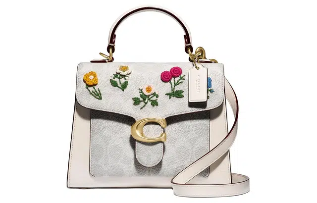 COACH Tabby 20 Small White Floral Embroidery