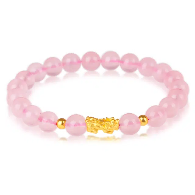 豆蔻时光 轻奢马粉水晶圆珠黄金貔貅转运手串 水晶 其他玉石 男女同款情侣款