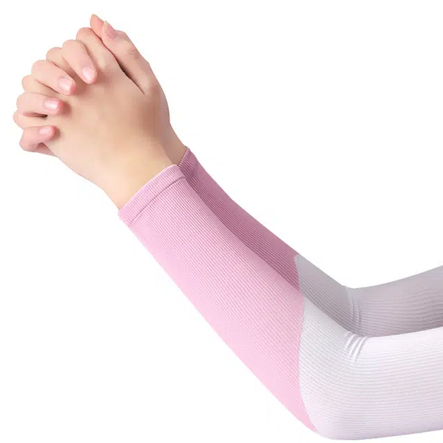 白卷 夏季防紫外线遮阳拼色直筒冰丝 防晒袖 男女同款情侣款