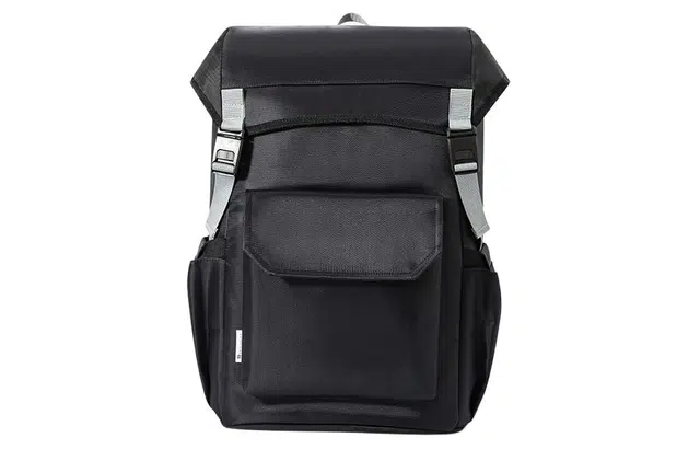 森马 街头潮流抽带开合 织物拼涤纶 双肩包 大号 男款 黑色