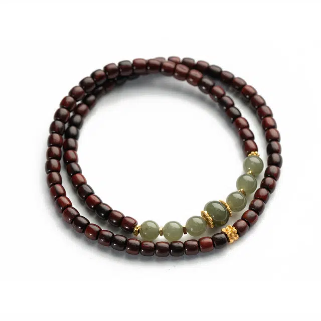 仙源 直切设计 优雅气质  文玩佛珠 和田玉 木作手串 男女同款情侣款 紫檀