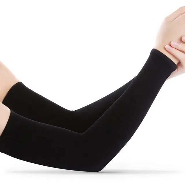 白卷 夏季户外遮阳薄款冰丝简约纯色直筒冰袖 防晒袖 男女同款情侣款