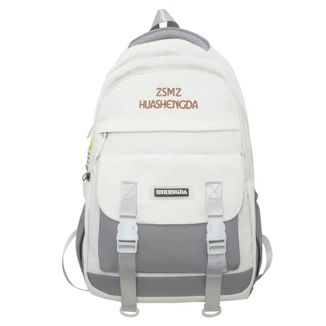 帕克熊 双肩包时尚拼色上课书包电脑包大容量 尼龙涤纶 初高中大学生通用情侣款 多色