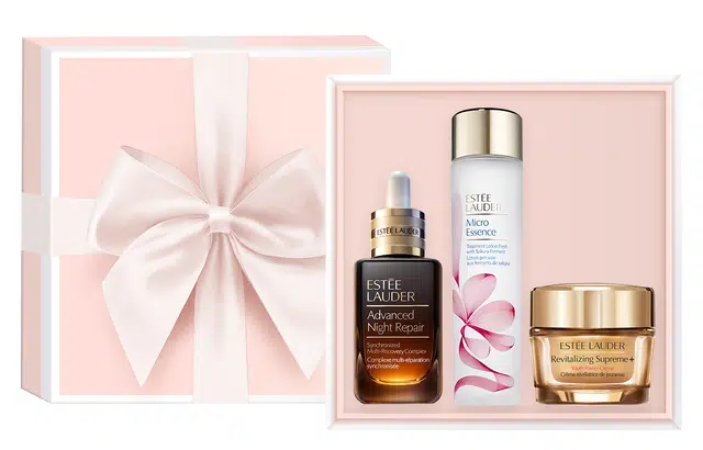 雅诗兰黛 小棕瓶 全新樱花原生液护肤套装 舒缓紧致保湿滋润修护补水抗氧化收缩毛孔 三件套