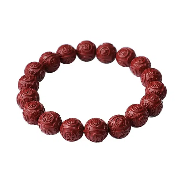琉堇 龙年招财进宝串珠 新中式红色手持盘玩念珠 本命年转运珠 民族风开运文玩佛珠 再造辰砂朱砂 玉石手串 男女同款情侣款
