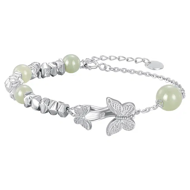 秦福炫 碎银几两 漫花蝴蝶 新中式拼接链 国潮轻奢小众设计 玉髓 玉石手链 女款 礼盒装