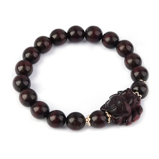 谧月珠宝 新中式宫廷风 招财貔貅 吞金兽 精致轻奢高级感  复古中国风小众 合金 手串 男女同款情侣款 紫檀属