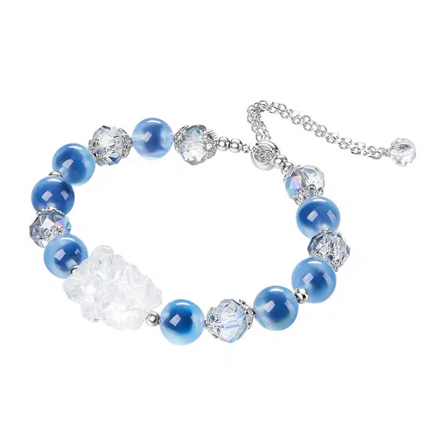 迷颂玛 时尚轻奢清透手饰 百搭高级感小众设计感水晶简约首饰 闺蜜同款仪式感搭配白水晶雕刻吞金兽可调节式手链 玛瑙 手串 女款