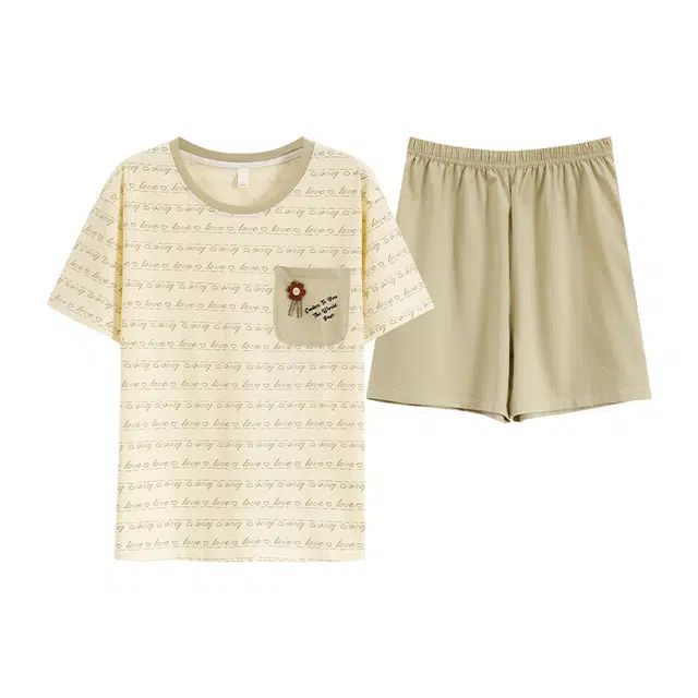 睦隆世家 短袖纯棉外穿短裤棉甜美休闲家居服睡衣套装 女款