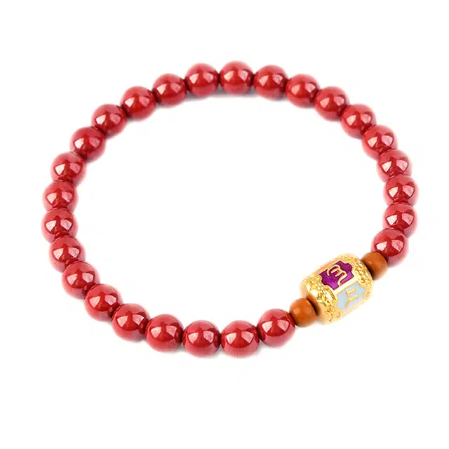 谧月珠宝 藏式国潮回纹 新中式复古民族风 轻奢 小众设计 精致小众 高级感 再造辰砂朱砂 手串 男女同款情侣款