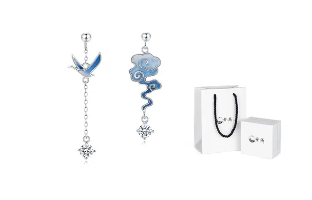 希遇 雁南飞古风耳环女银小众设计感耳饰