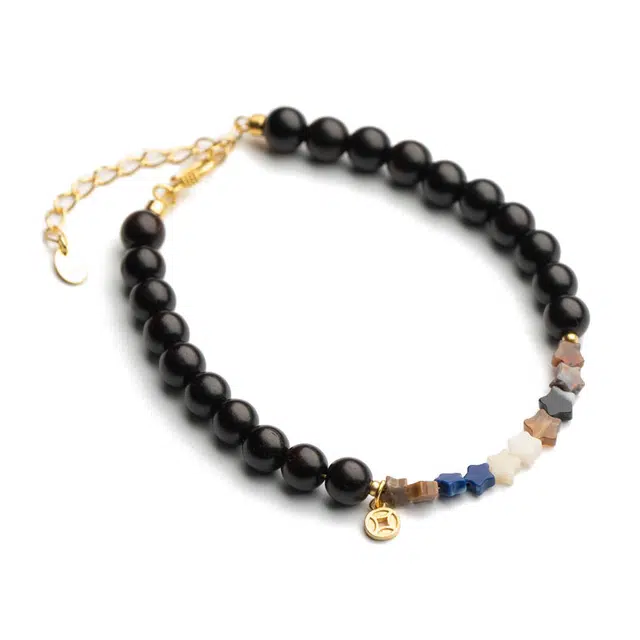 仙源 星星设计 小众 文玩佛珠单圈 木作 手串 男女同款情侣款 紫檀