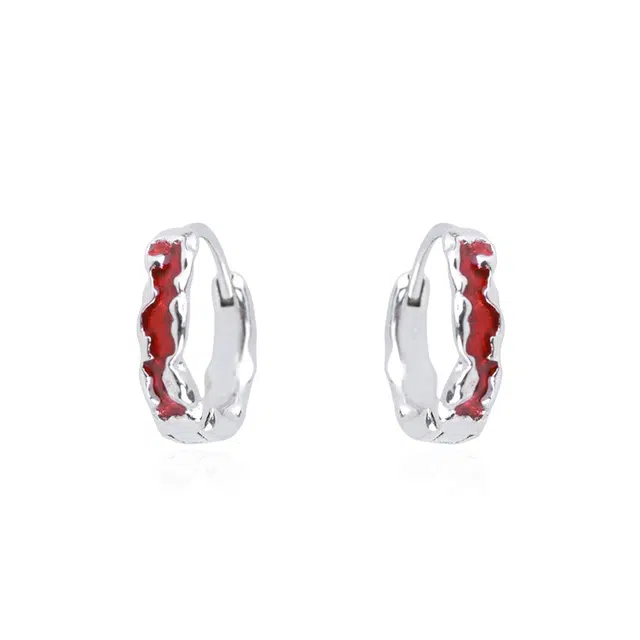 饰伴 简约彼岸花红轻奢复古通勤精致优雅小众耳钩高级感耳饰 树脂 耳环 女款