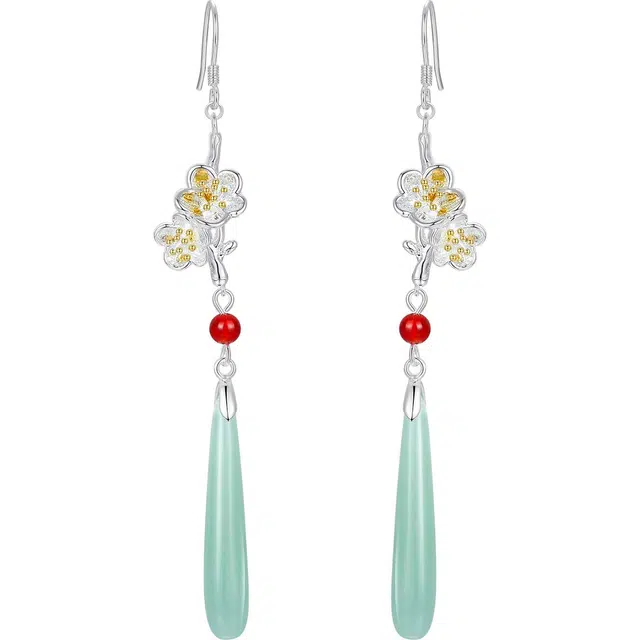 秦福炫 新中式民族风流苏古风耳坠耳挂气质旗袍国风耳饰 玛瑙 耳环 女款 节礼 物