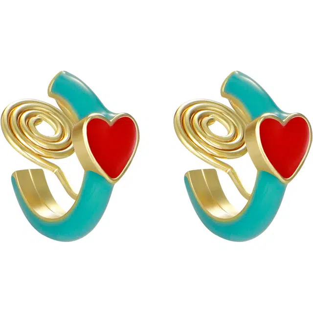 秦福炫 多巴胺爱心 精致轻奢小众高级感森系甜美气质轻奢设计 铜 耳环 女款 蓝色