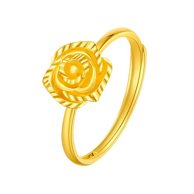 克拉太太 玫瑰花 轻奢 浪漫 足金 一口价 黄金戒指 女款