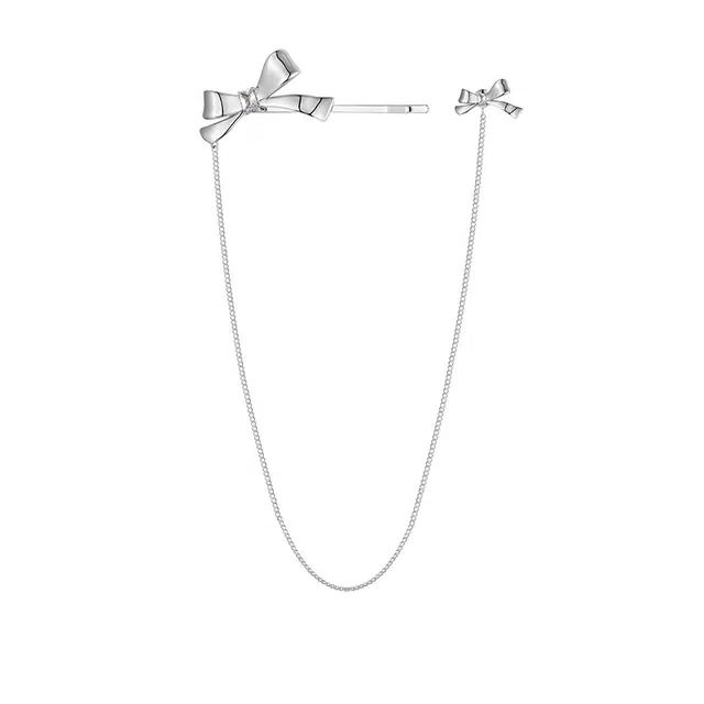 秦福炫 蝴蝶结链条耳饰 精致轻奢小众高级感 耳环 女款