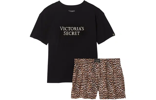 Victoria's Secret Cotton Short Tee-Jama SetLeopard
