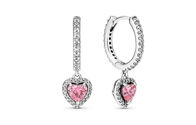Pandora Eternal Heart Pink Earrings Silver