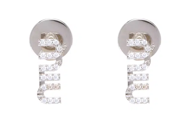 Miu Miu Logo Earrings Silver